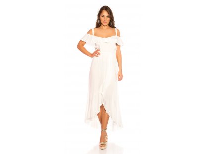 Letní maxi šaty s volánkem Lysanne bílé