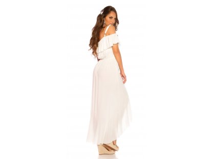 Letní maxi šaty s volánkem Lysanne bílé