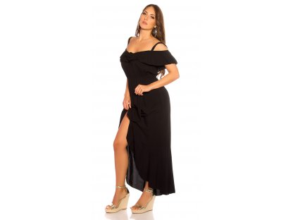 Letní maxi šaty s volánkem Lysanne černé