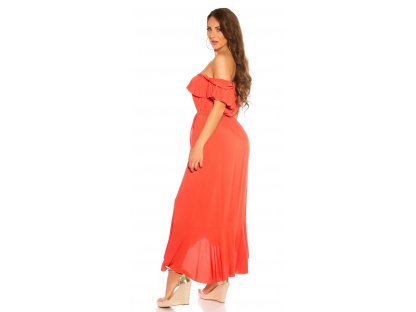 Letní maxi šaty s volánkem Lysanne oranžové