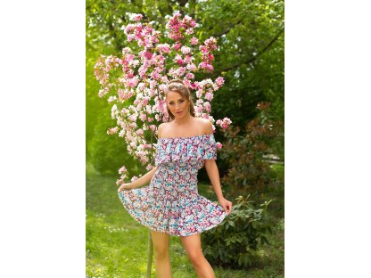 Letní šaty s carmen výstřihem Jezebel růžové