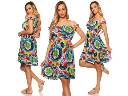 Letní šaty v batikovaném vzhledu Ketzia tyrkysové