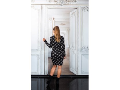 Luxusní pletené šaty Lady černé/bílé