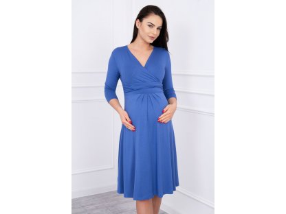 Midi šaty s 3/4 rukávem Nyree džínově modré