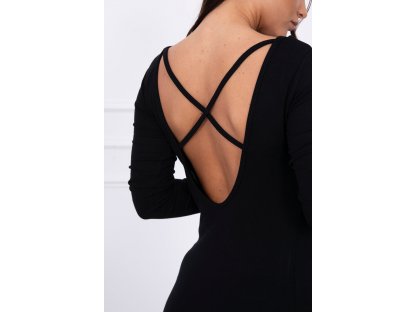Midi šaty s odhalenými zády Evelyn černé
