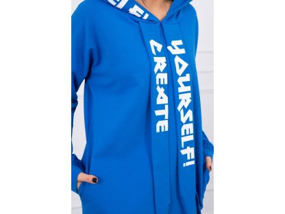 Mikinové šaty s nápisy Arielle modré