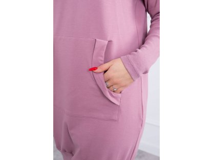 Mikinové šaty s volánky Affricah tmavě růžové