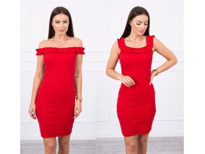 Mini šaty s volánkem Orna červené