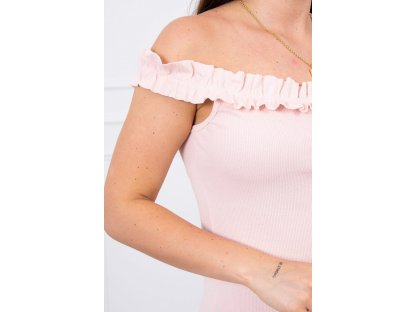 Mini šaty s volánkem Orna pudrově růžové