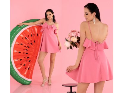 Mini šaty s volánkem Pam růžové