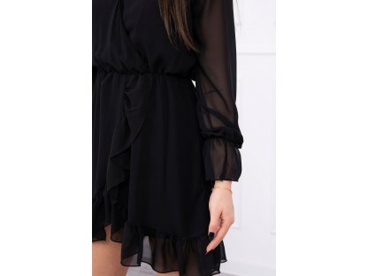Mini šaty se šifonem Primula černé