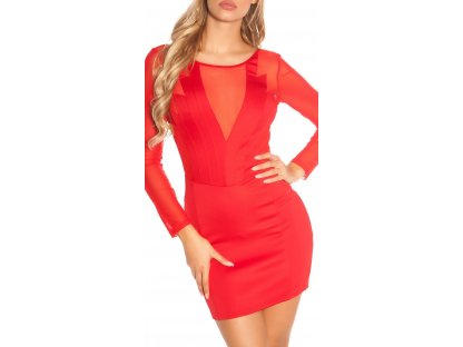 Mini šaty se síťovinou Koucla červené