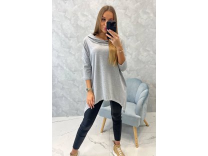 Oversize asymetrická mikina s křídly Tierra šedá