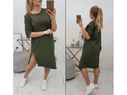 Oversize basic šaty Lacie khaki
