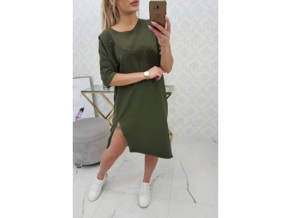 Oversize basic šaty Lacie khaki