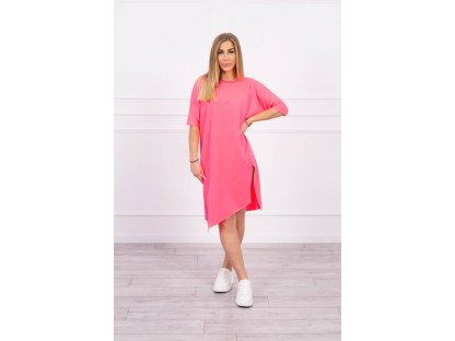 Oversize basic šaty Lacie neonově růžové