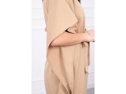 Oversize šaty s netopýřími rukávy Becci camel