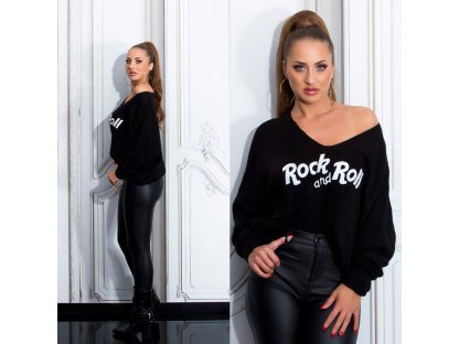 Oversize svetr Rock and Roll černý