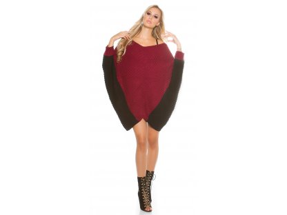 Oversize svetr s netopýřimi rukávy Bordó
