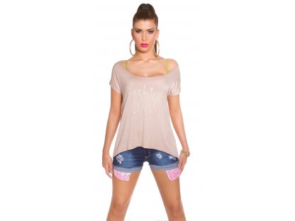 Oversize tričko Fashion Icons Cappuccino