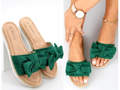 Pantofle espadrilky s mašlí Abaigael zelené