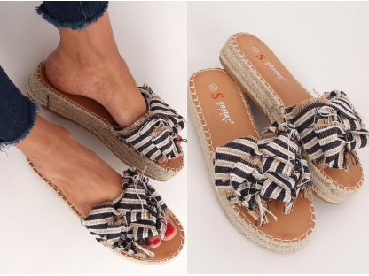 Pantofle espadrilky s mašlí Bindy námořnické