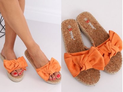 Pantofle espadrilky s mašlí Dandrane oranžové