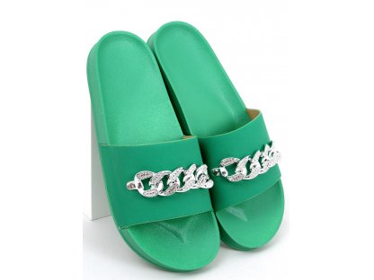Pantofle s řetězem Chastity zelené