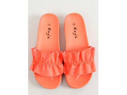 Pantofle s volánkem Madlyn neonově oranžové