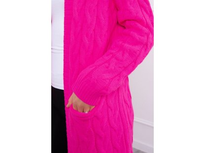 Pletený cardigan s copánky Anabelle neonově růžový