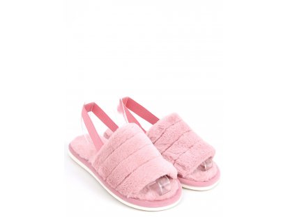 Plyšové pantofle s gumou Jenny růžové