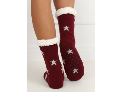Ponožky s beránkem a hvězdičkami Carina bordó