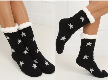 Ponožky s beránkem a hvězdičkami Carina černé