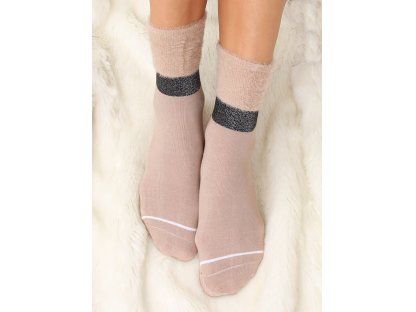 Ponožky s kožešinou Alysa béžové