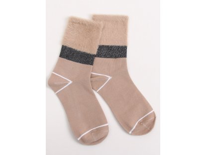 Ponožky s kožešinou Alysa béžové