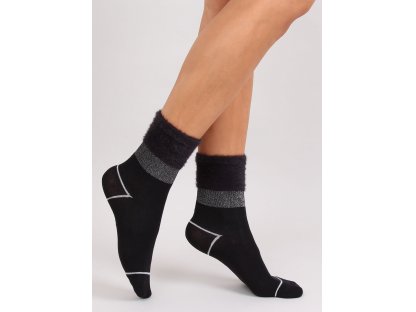 Ponožky s kožešinou Alysa černé