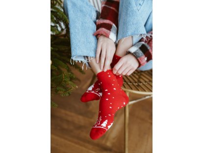 Ponožky s vánočním motivem Mikki červené