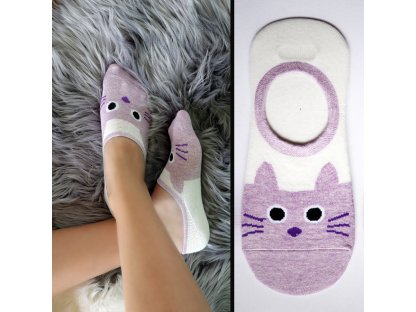 Ponožky ťapky s kočičkou Caryl - sada 3 páry - fialové