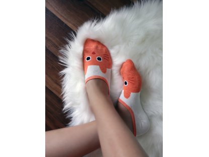Ponožky ťapky s kočičkou Caryl - sada 3 páry - oranžové