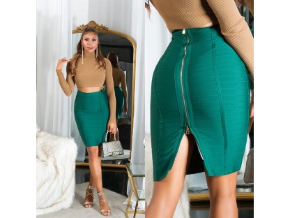Pouzdrová sukně s vysokým pasem Keila zelená