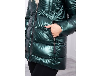 Prošívaná zimní bunda s kapucí a kožešinou Bithia zelená