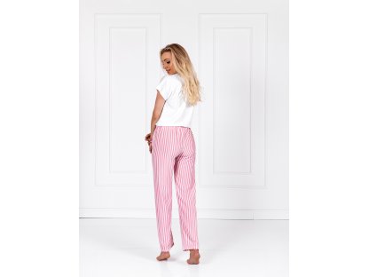 Proužkované dlouhé pyžamo Shannah bílé/růžové