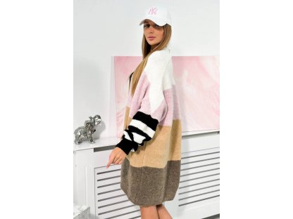 Pruhovaný cardigan Kathleen fialový/camel/cappuccino