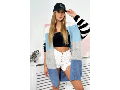 Pruhovaný cardigan Kathleen modrý/šedý