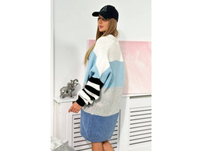 Pruhovaný cardigan Kathleen modrý/šedý