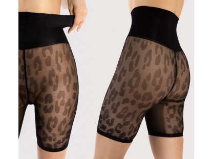 Punčochové šortky s leopardím vzorem Peninna černé