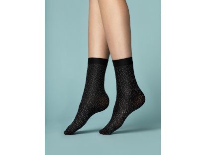 Puntíkované silonové ponožky 40 DEN Cheri černé/bílé