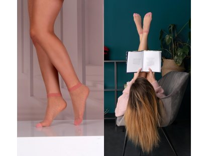 Růžové silonové ponožky 20 DEN s puntíky Shonda