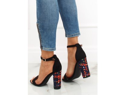 Sandály s barevným podpatkem Casey černé