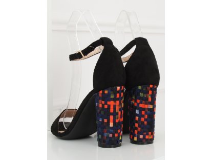 Sandály s barevným podpatkem Casey černé